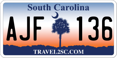 SC license plate AJF136