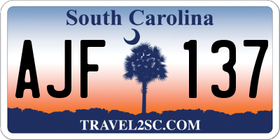 SC license plate AJF137