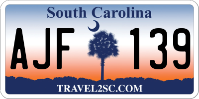 SC license plate AJF139