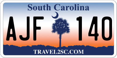 SC license plate AJF140
