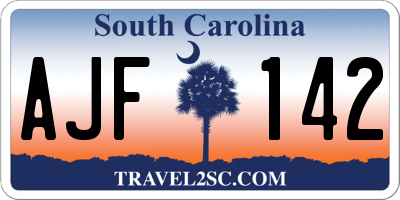 SC license plate AJF142