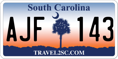 SC license plate AJF143