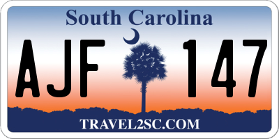 SC license plate AJF147
