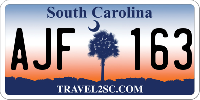 SC license plate AJF163