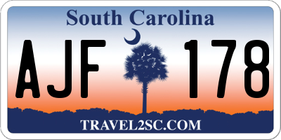 SC license plate AJF178