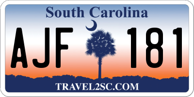 SC license plate AJF181