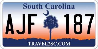 SC license plate AJF187