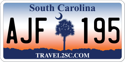 SC license plate AJF195