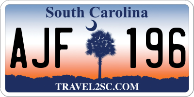 SC license plate AJF196