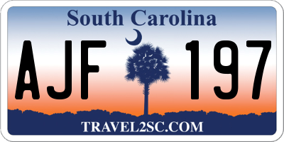 SC license plate AJF197