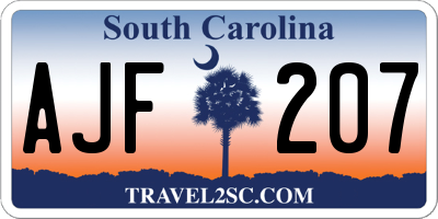 SC license plate AJF207