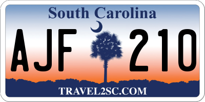 SC license plate AJF210