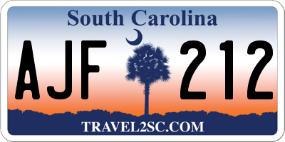 SC license plate AJF212