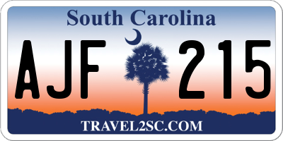 SC license plate AJF215