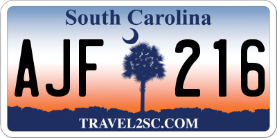 SC license plate AJF216