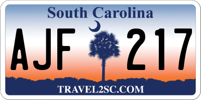 SC license plate AJF217