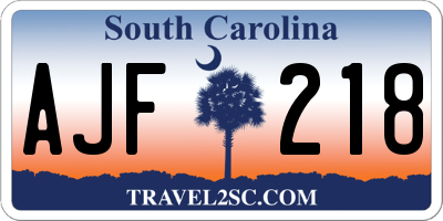SC license plate AJF218