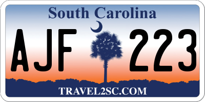 SC license plate AJF223