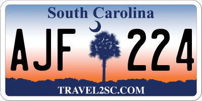 SC license plate AJF224