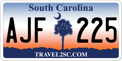 SC license plate AJF225