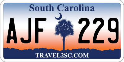SC license plate AJF229