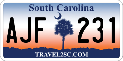 SC license plate AJF231