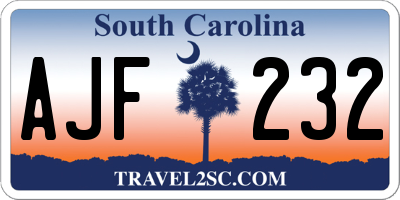 SC license plate AJF232