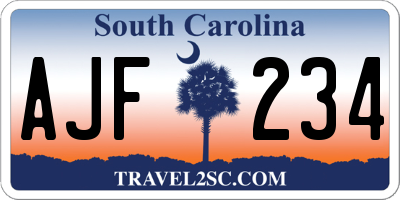 SC license plate AJF234