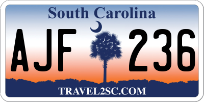 SC license plate AJF236