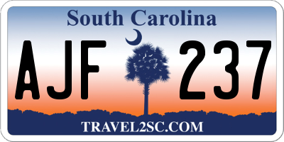 SC license plate AJF237