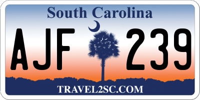 SC license plate AJF239