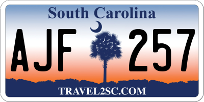 SC license plate AJF257