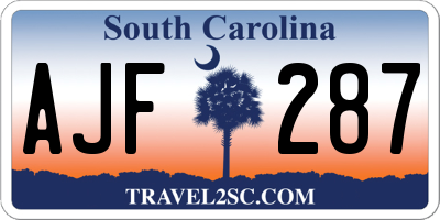 SC license plate AJF287