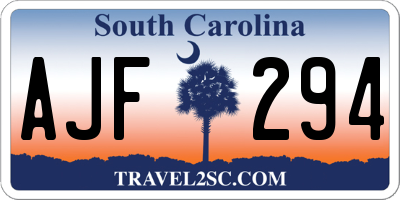 SC license plate AJF294