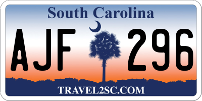 SC license plate AJF296