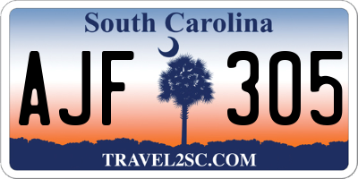 SC license plate AJF305