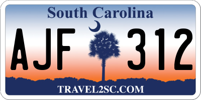 SC license plate AJF312