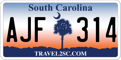 SC license plate AJF314