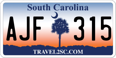 SC license plate AJF315
