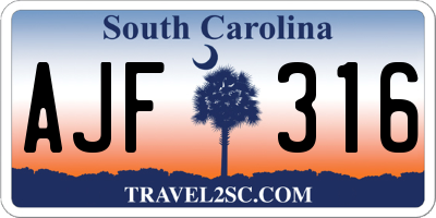 SC license plate AJF316