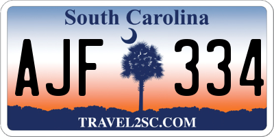 SC license plate AJF334
