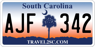 SC license plate AJF342