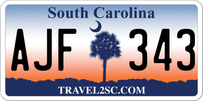 SC license plate AJF343