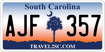 SC license plate AJF357