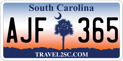 SC license plate AJF365
