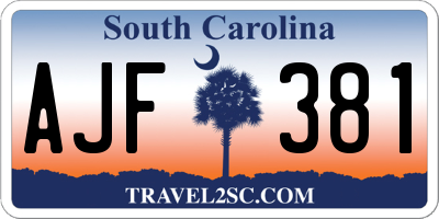 SC license plate AJF381