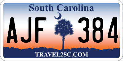 SC license plate AJF384