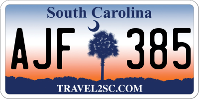 SC license plate AJF385