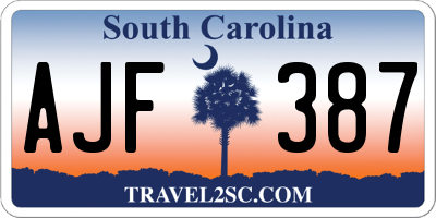 SC license plate AJF387