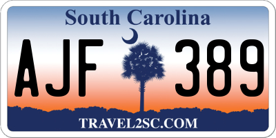 SC license plate AJF389